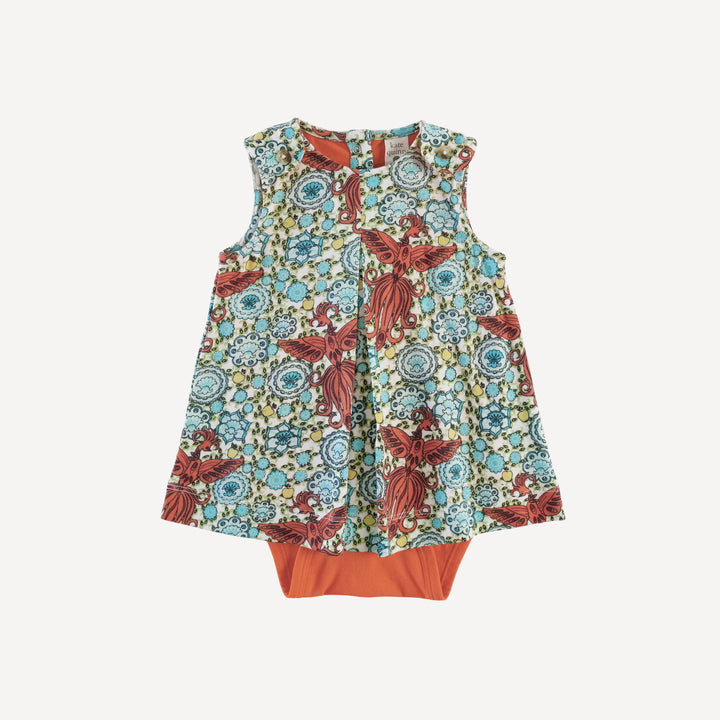 sleeveless pleated dress bodysuit | firebird | organic cotton jersey