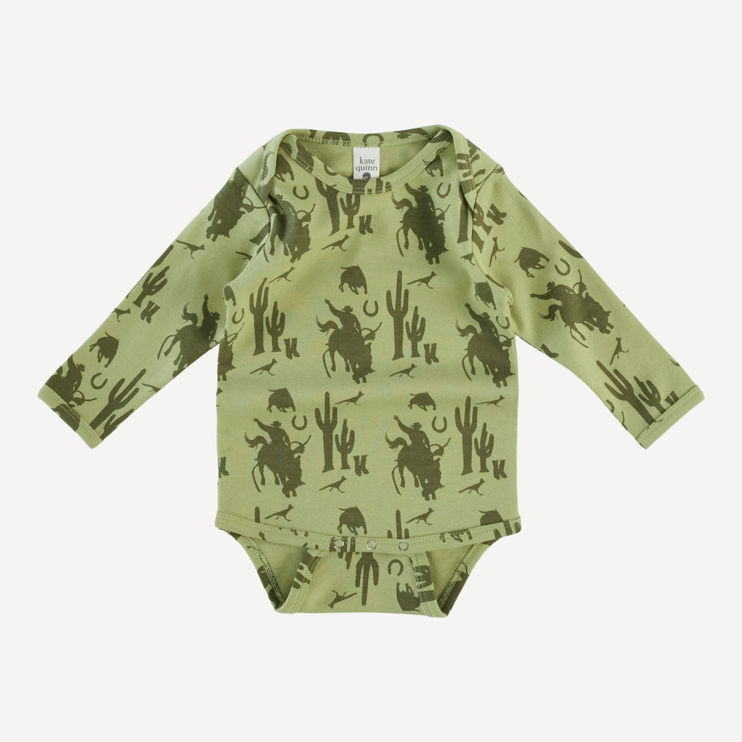 long sleeve lap neck bodysuit | olive cowboy | organic cotton interlock