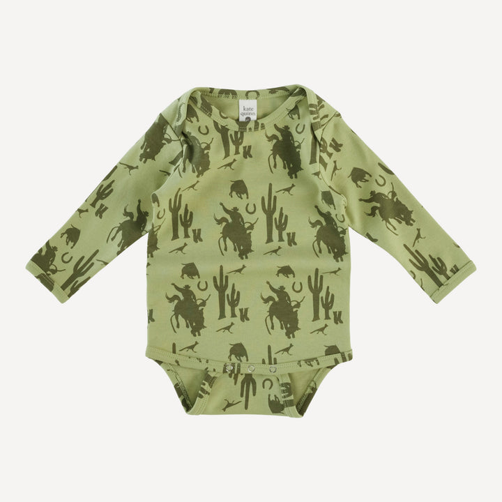 long sleeve lap neck bodysuit | olive cowboy | organic cotton interlock