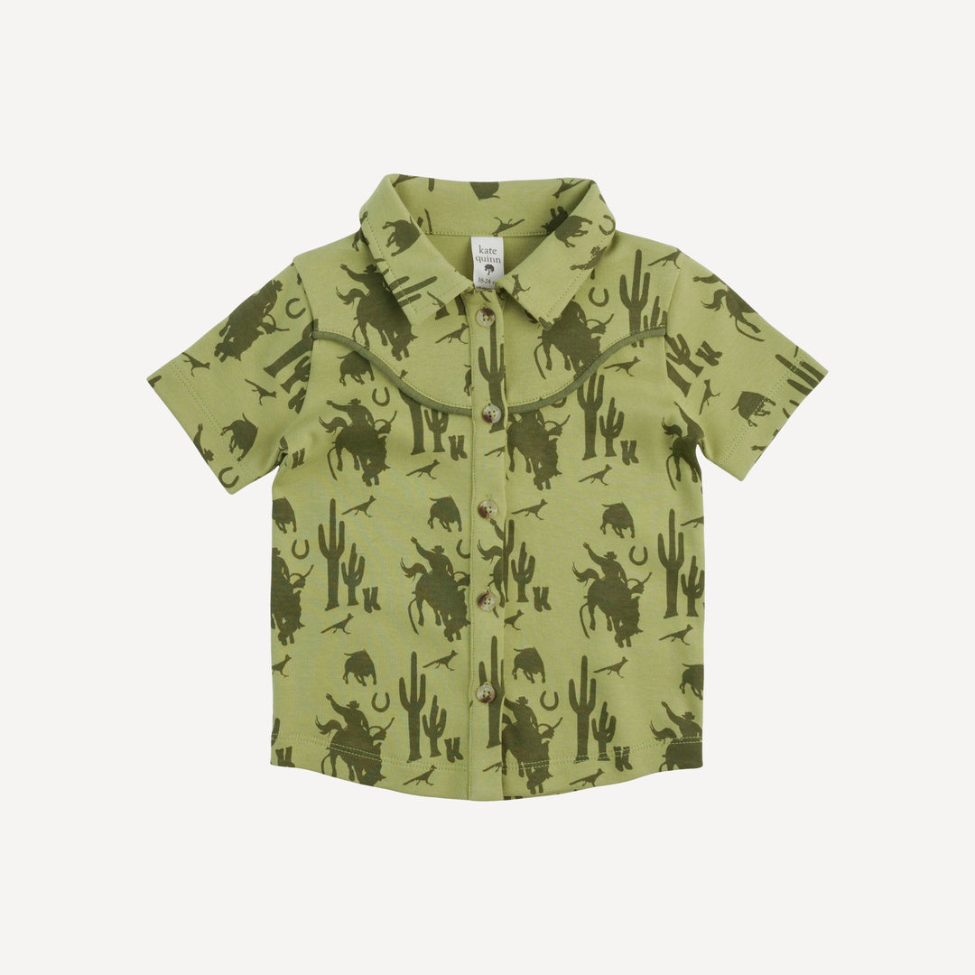 short sleeve urban cowboy tee | olive cowboy | organic cotton interlock