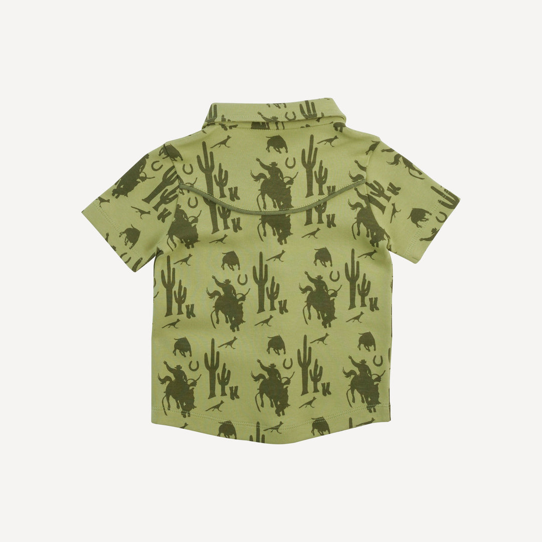 short sleeve urban cowboy tee | olive cowboy | organic cotton interlock