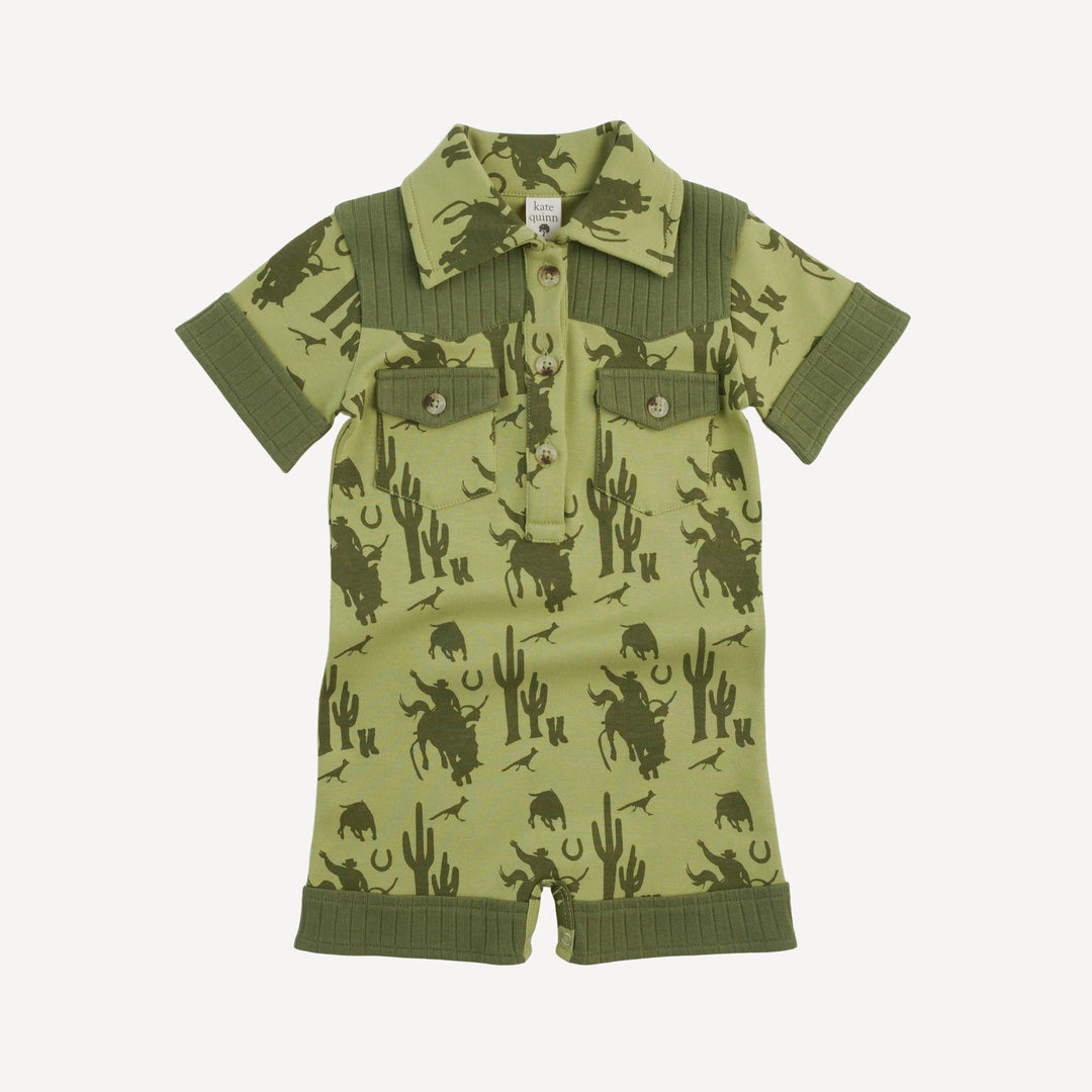 short sleeve cowboy shortie | olive cowboy | organic cotton interlock