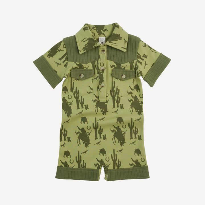 short sleeve cowboy shortie | olive cowboy | organic cotton interlock