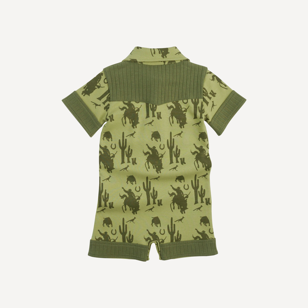 short sleeve cowboy shortie | olive cowboy | organic cotton interlock