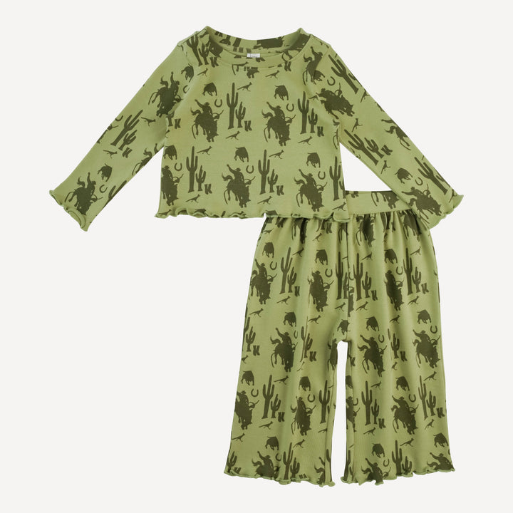 long sleeve jade set | olive cowboy | organic cotton interlock