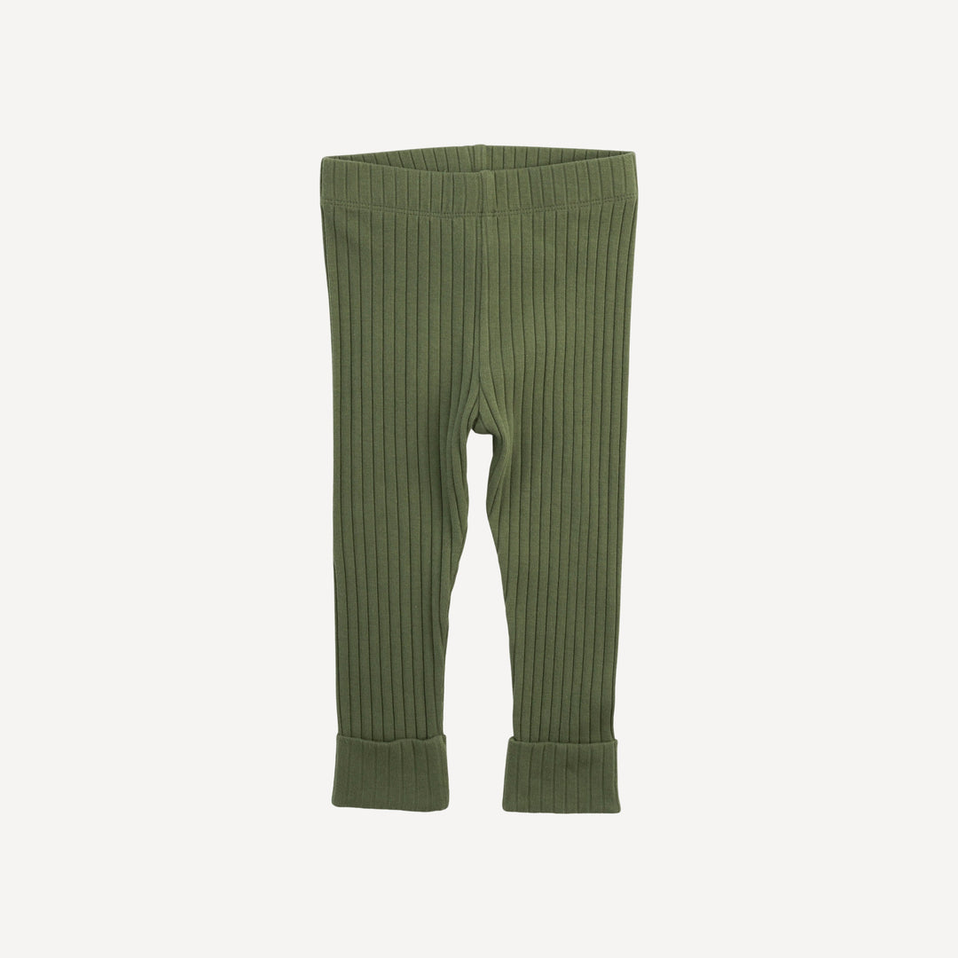 classic cuffed legging | olive green | organic cotton wide rib
