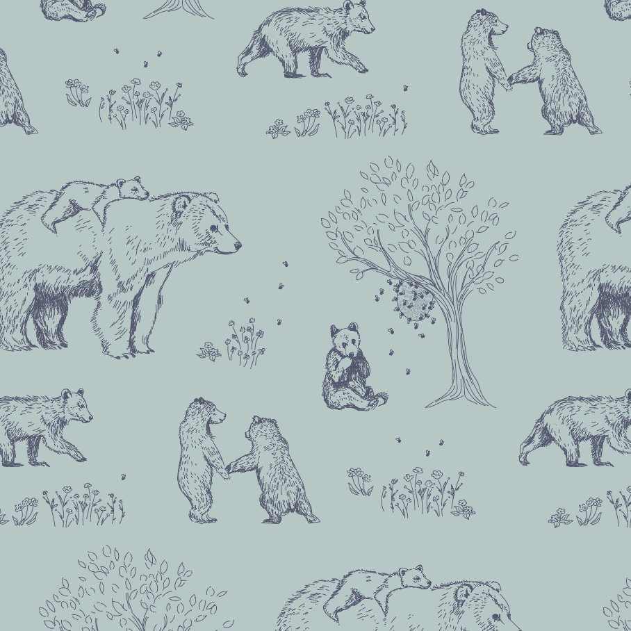 PREORDER short sleeve essential boxy tee | opal bear family | organic cotton interlock