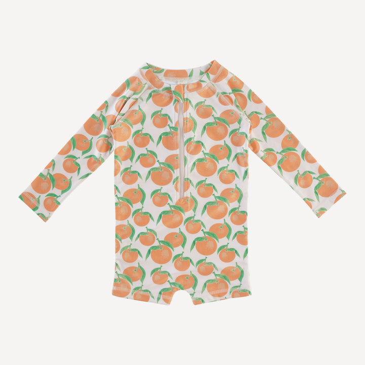 long sleeve zip front rash guard shortie | orange clementine | swim