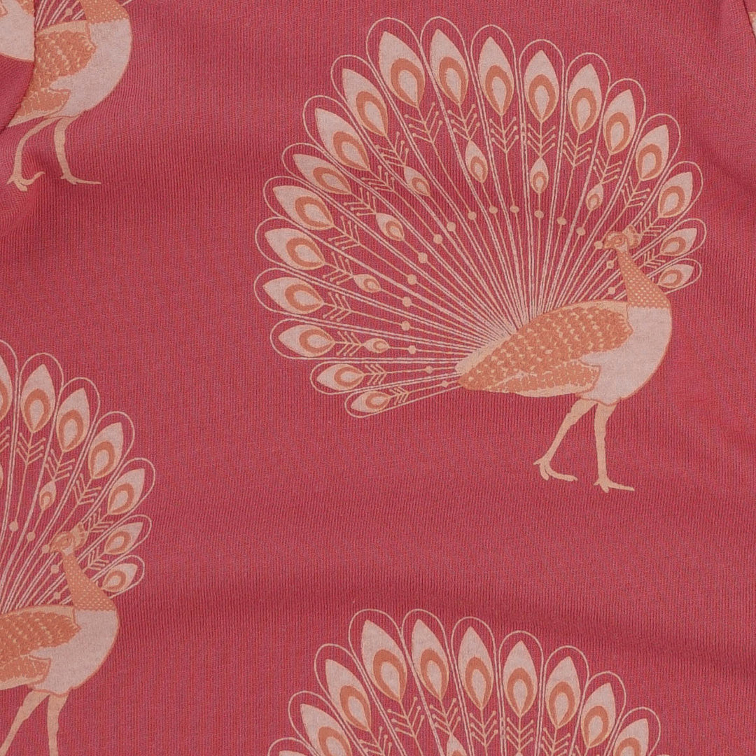 short sleeve lap neck bodysuit | orange peacock | organic cotton jersey