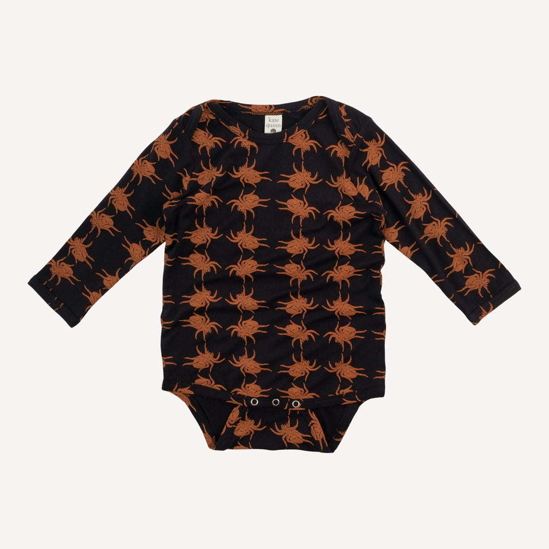 long sleeve lap neck bodysuit | orange spider | bamboo