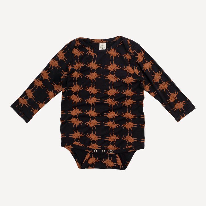 long sleeve lap neck bodysuit | orange spider | bamboo