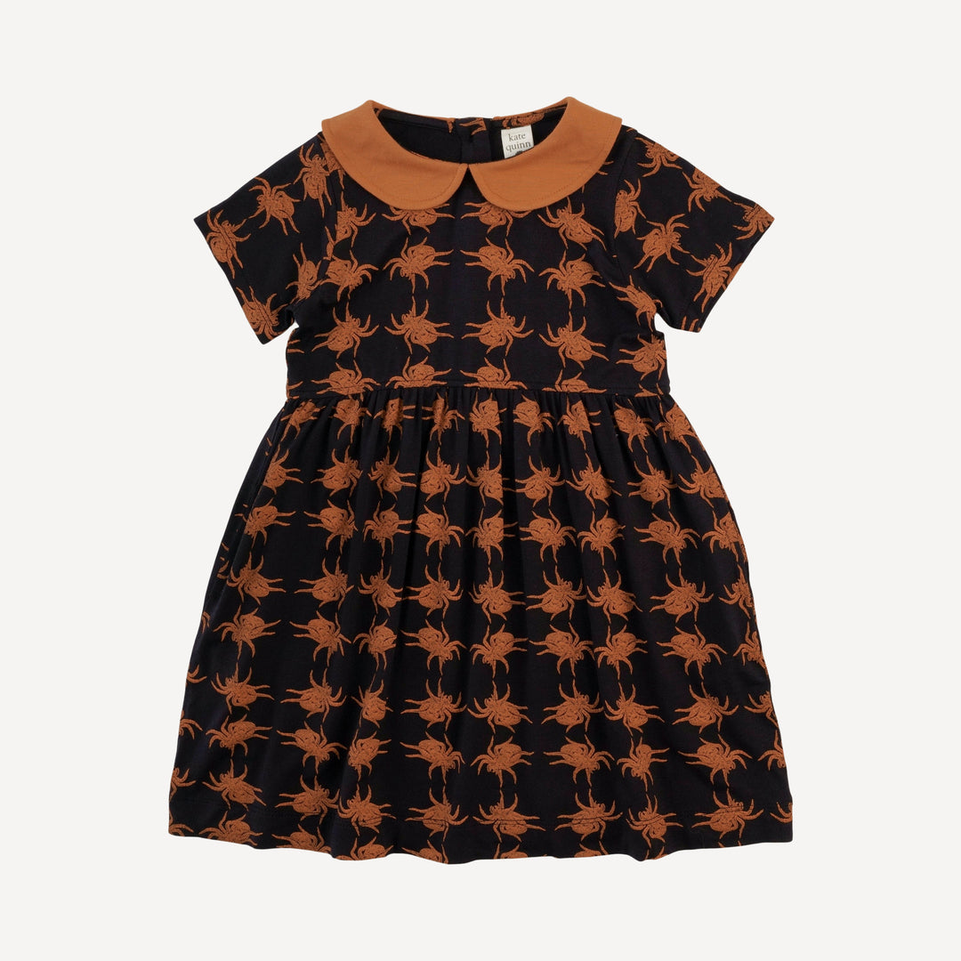 short sleeve peter pan dress | orange spider | bamboo