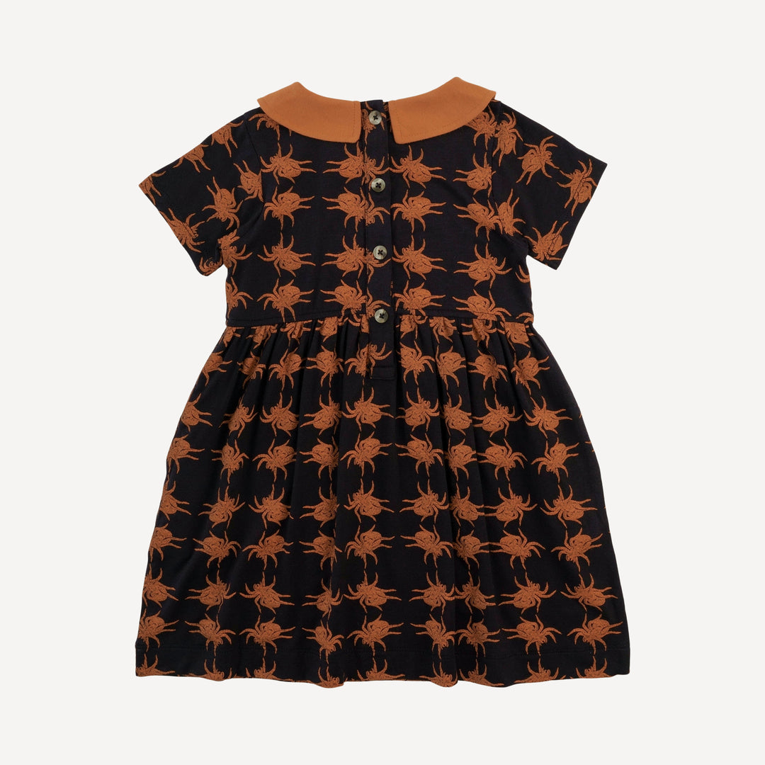short sleeve peter pan dress | orange spider | bamboo
