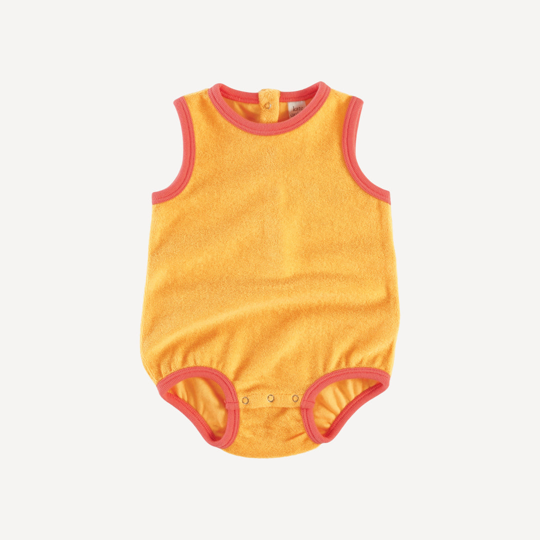 sleeveless ringer bubble | orange | organic cotton terry
