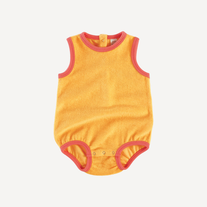 sleeveless ringer bubble | orange | organic cotton terry