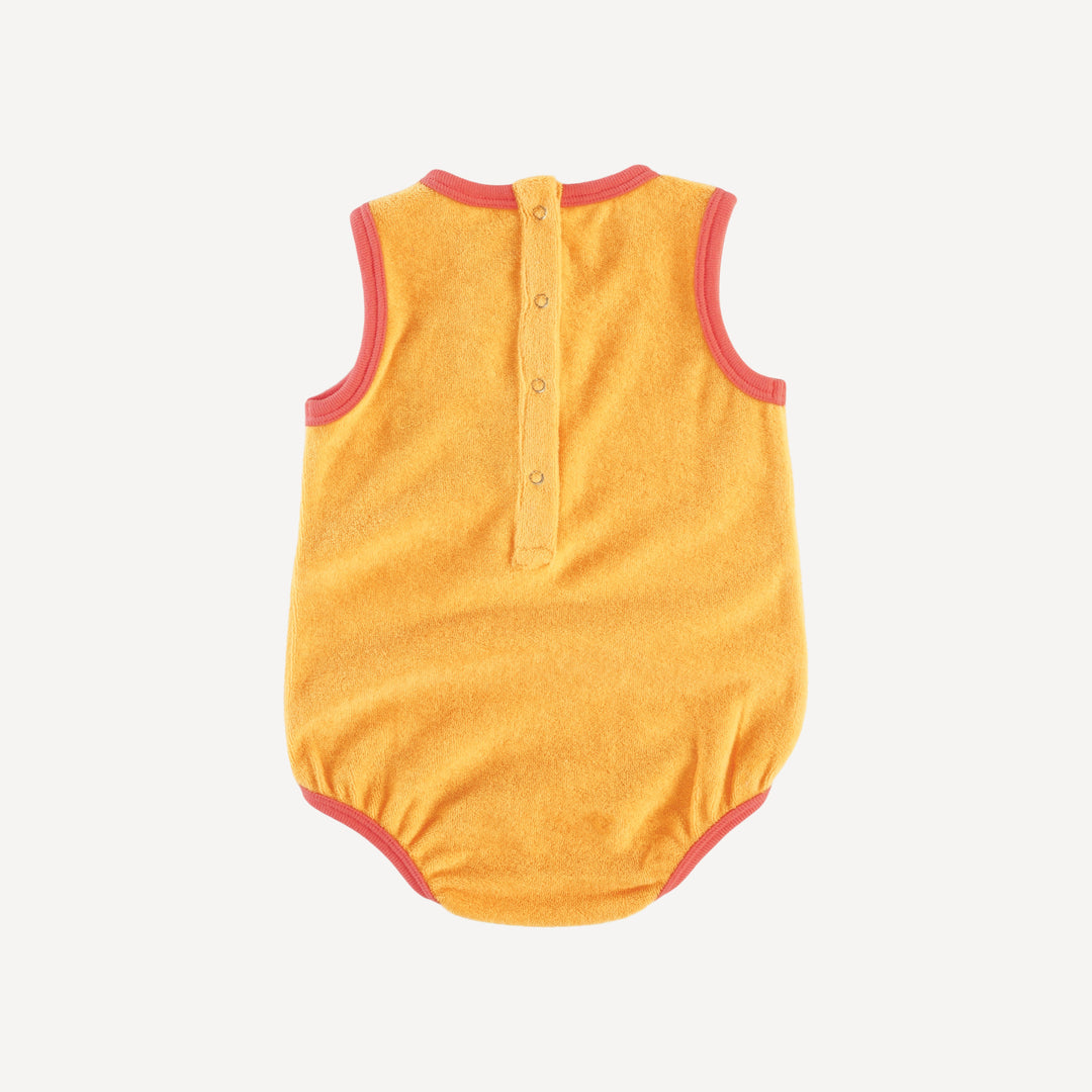 sleeveless ringer bubble | orange | organic cotton terry