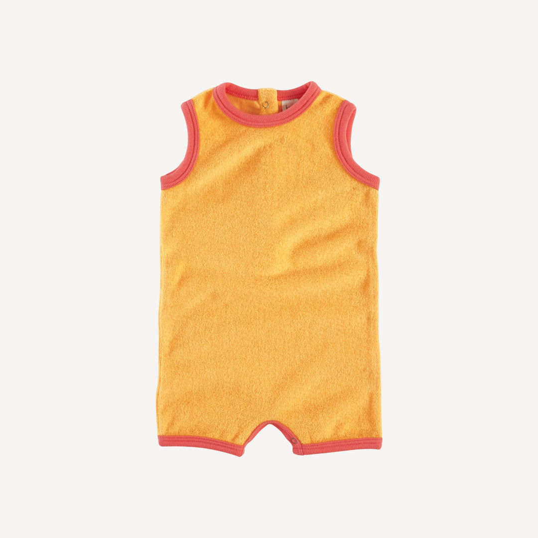 sleeveless ringer shortie | orange | organic cotton terry