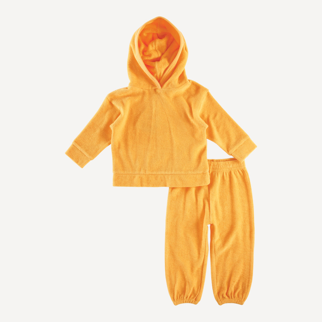 long sleeve hoodie relaxed jogger set | orange | organic cotton terry