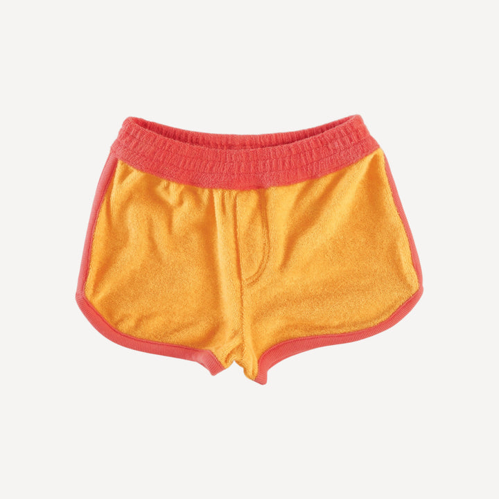retro track short | orange | organic cotton terry