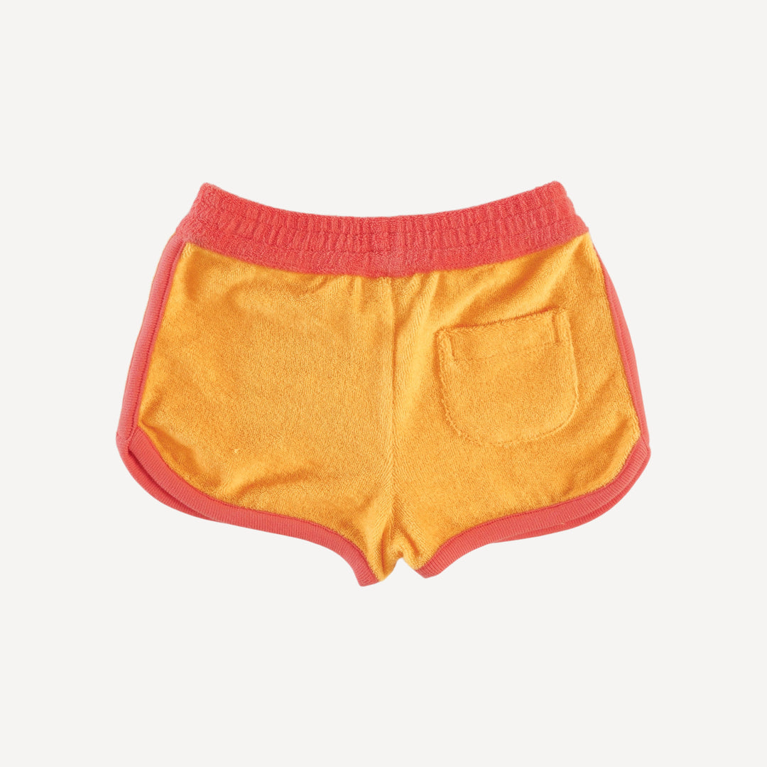 retro track short | orange | organic cotton terry