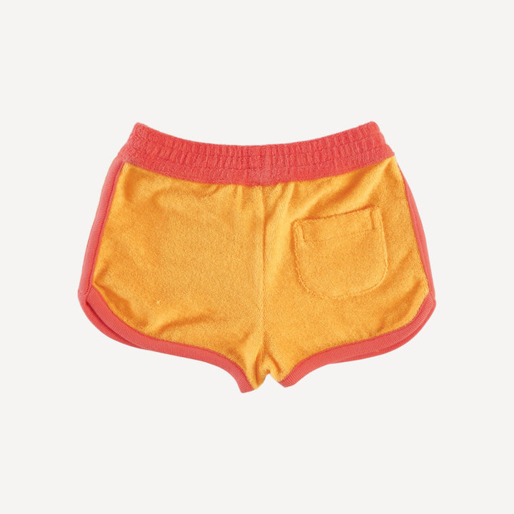 retro track short | orange | organic cotton terry