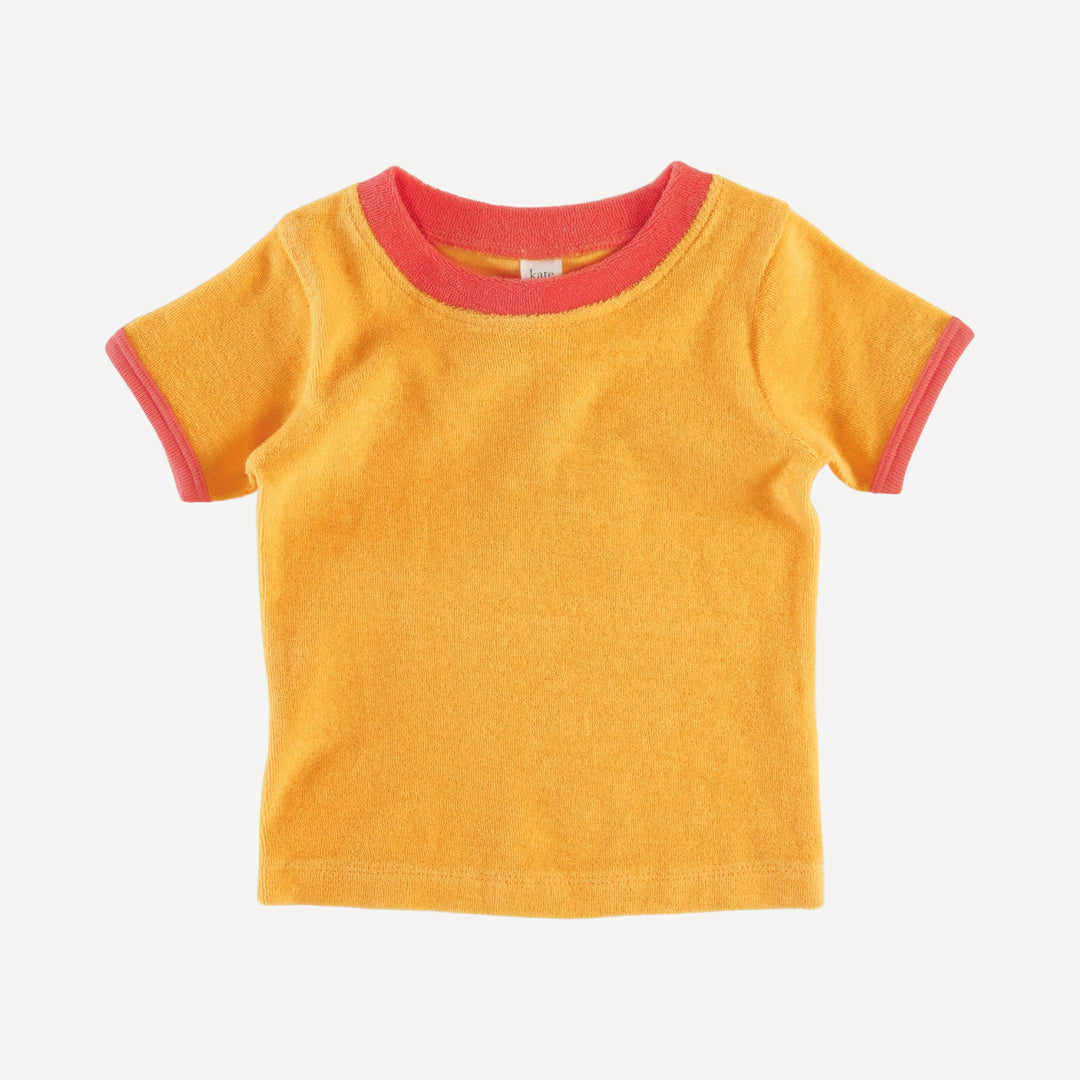 short sleeve ringer tee | orange | organic cotton terry