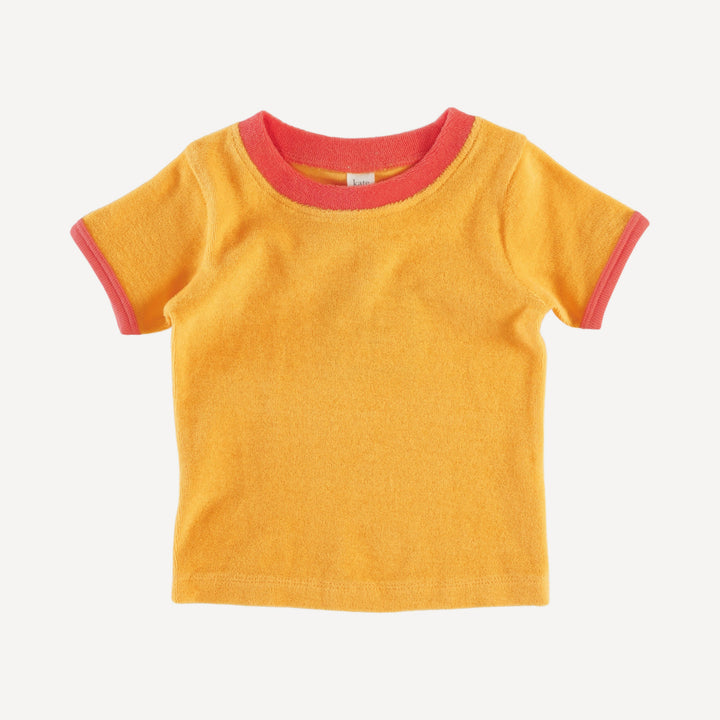 short sleeve ringer tee | orange | organic cotton terry
