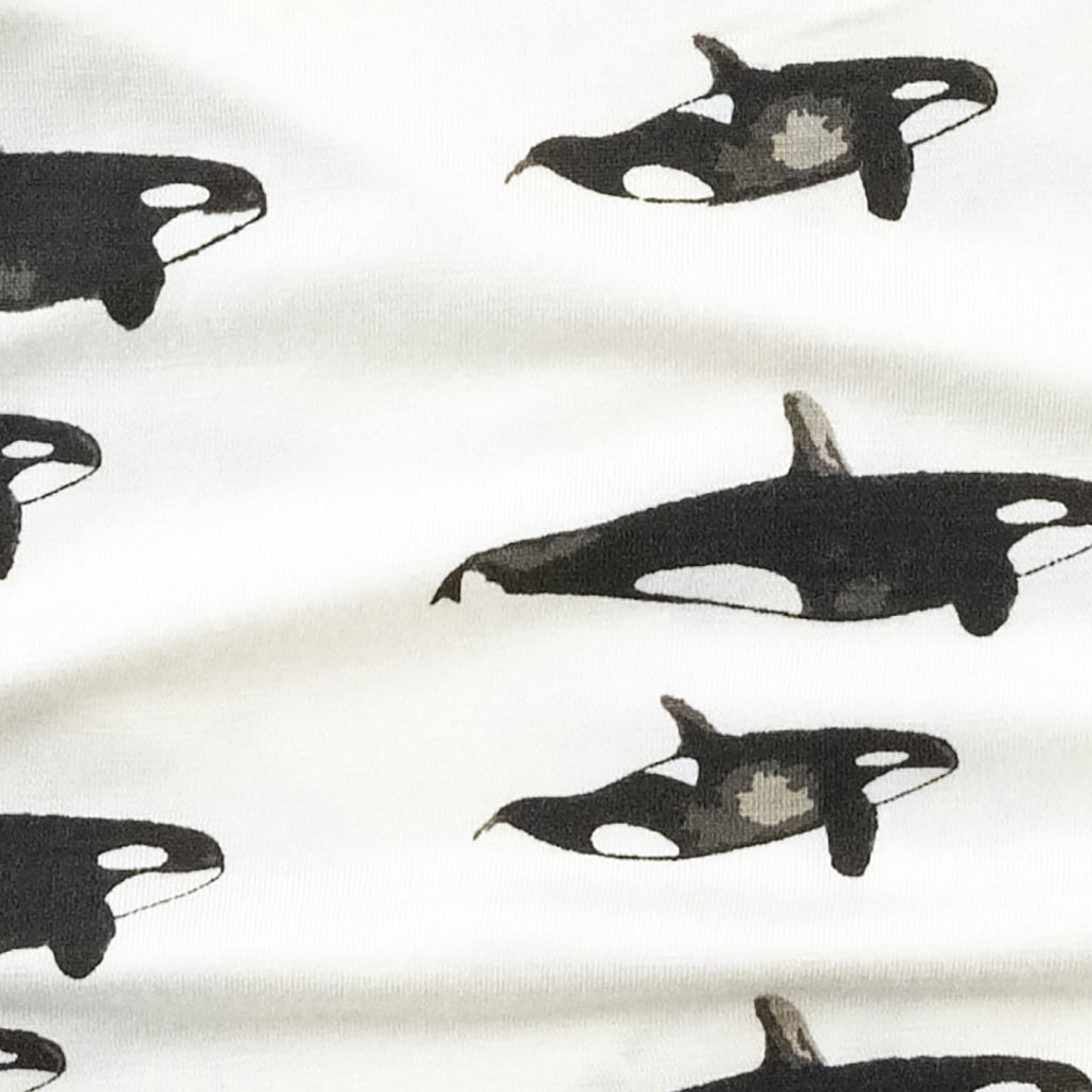 long sleeve two way zipper footie | orcas | bamboo