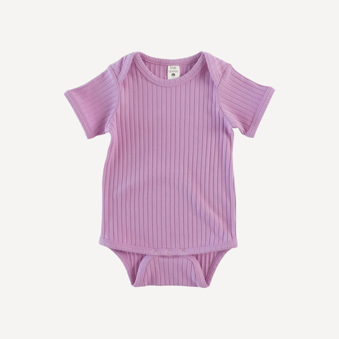 short sleeve lap neck bodysuit | orchid | organic cotton wide rib