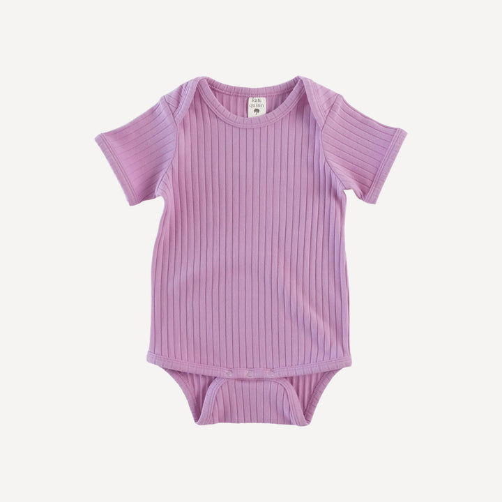 short sleeve lap neck bodysuit | orchid | organic cotton wide rib