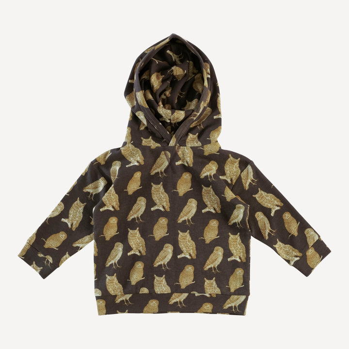 long sleeve hooded relaxed jogger set | owl friends | organic cotton interlock
