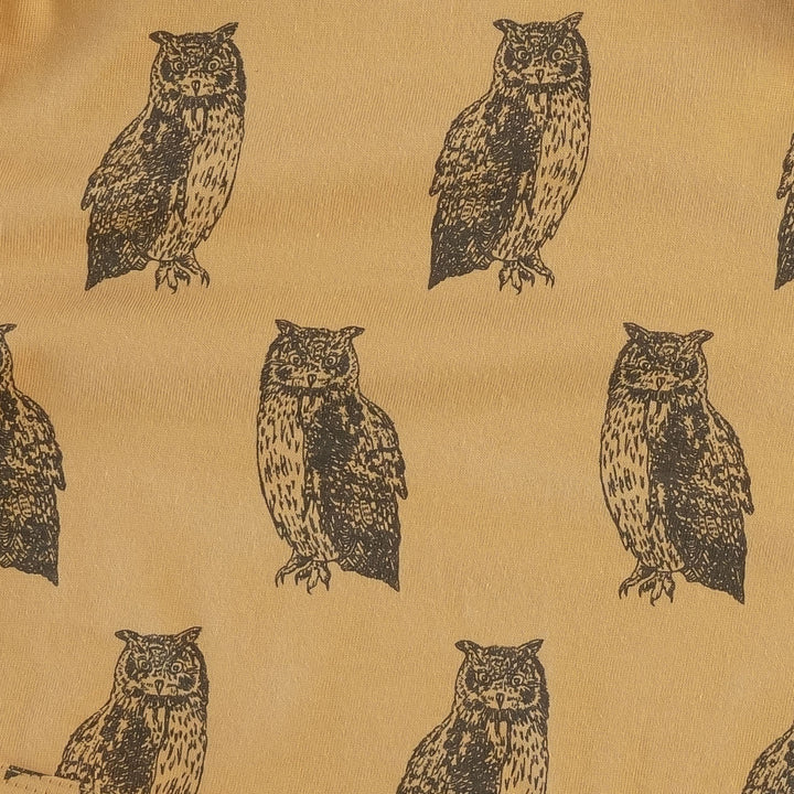 short sleeve henley bodysuit | owl | organic cotton jersey