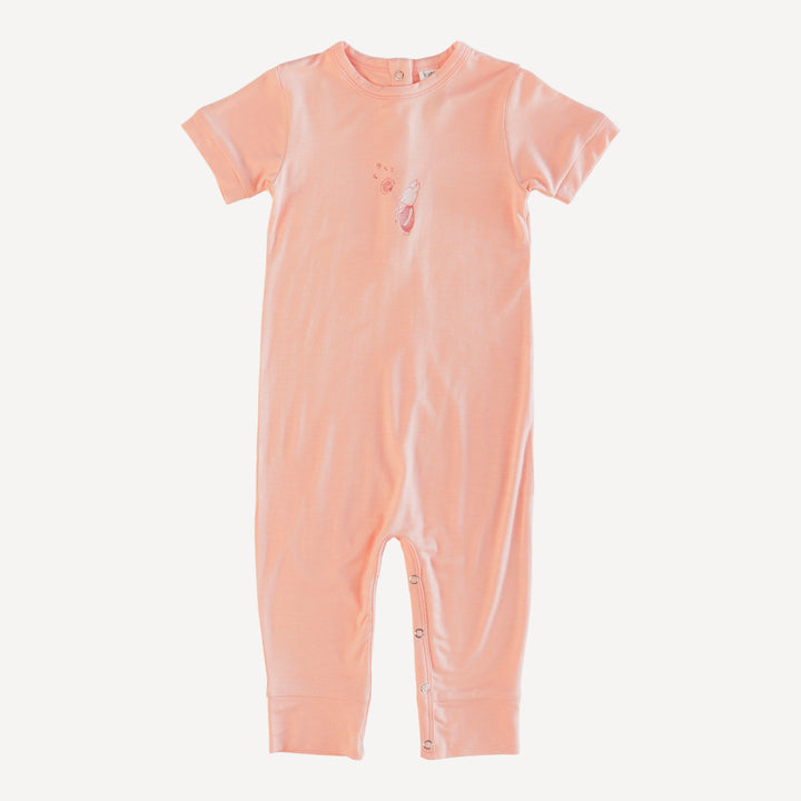 short sleeve piglet sport jumpsuit | pale apricot | bamboo