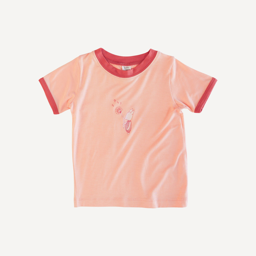 short sleeve piglet ringer tee | pale apricot | bamboo