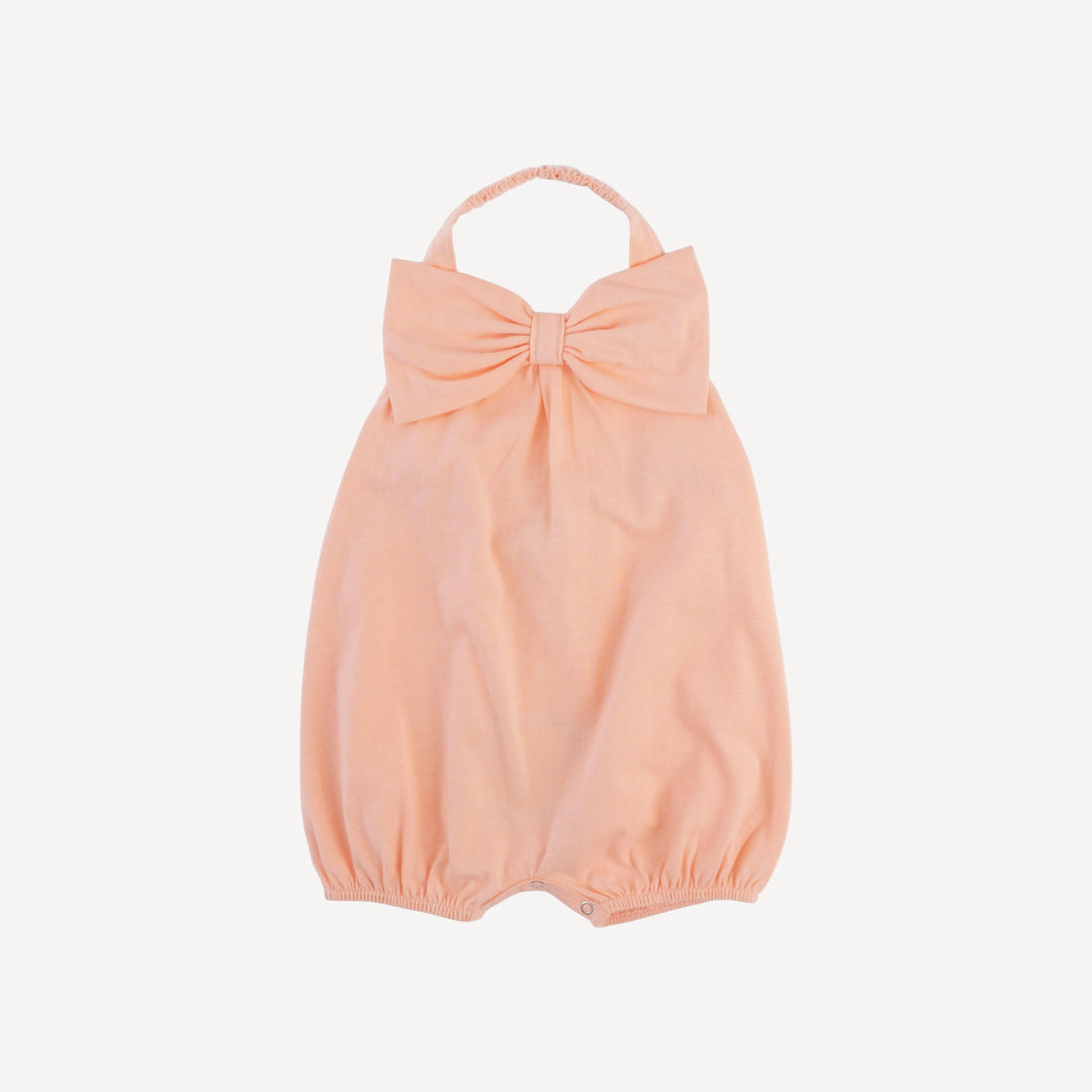 halter bow bubble | pale peach | organic cotton jersey