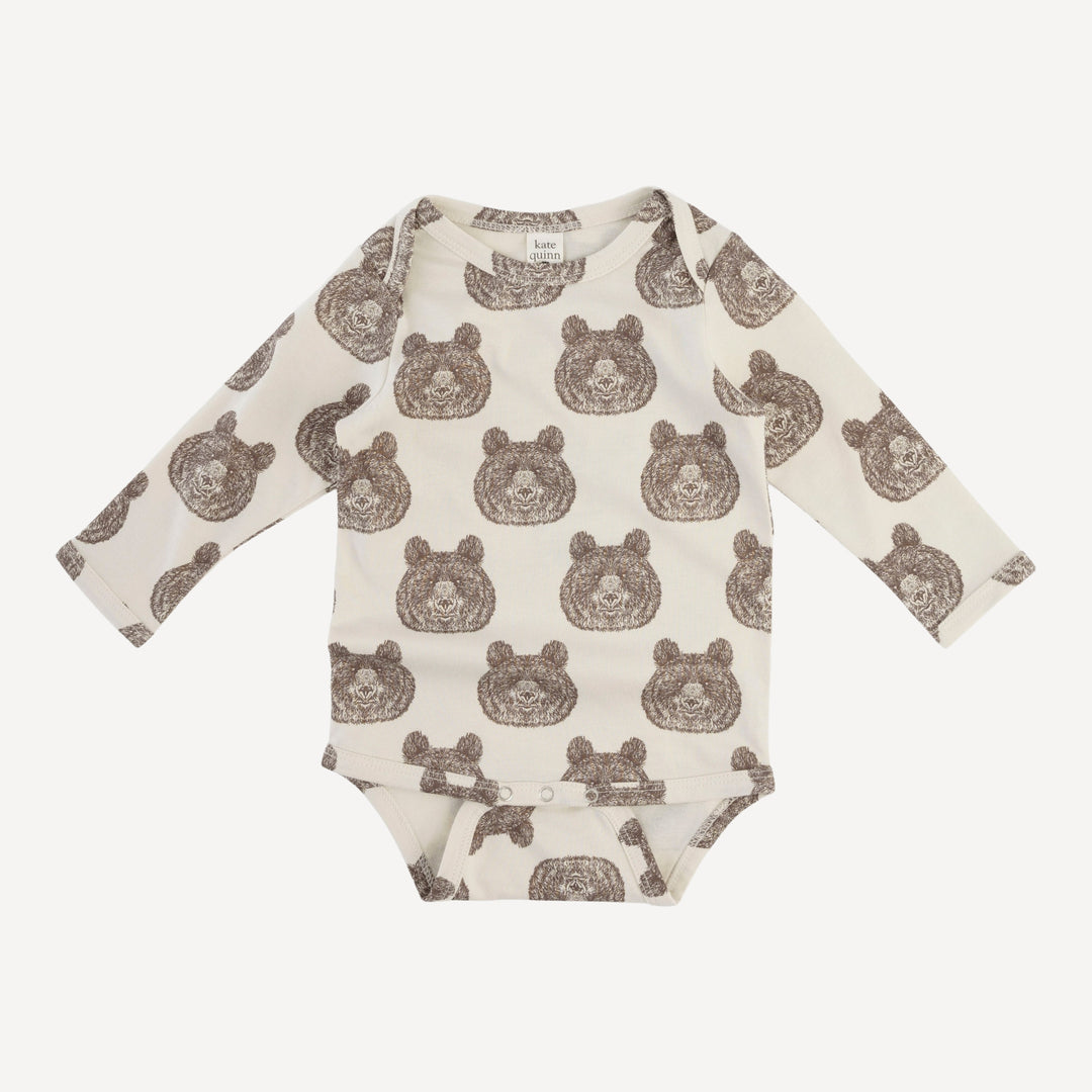 long sleeve lap neck bodysuit | papa bear | organic cotton jersey