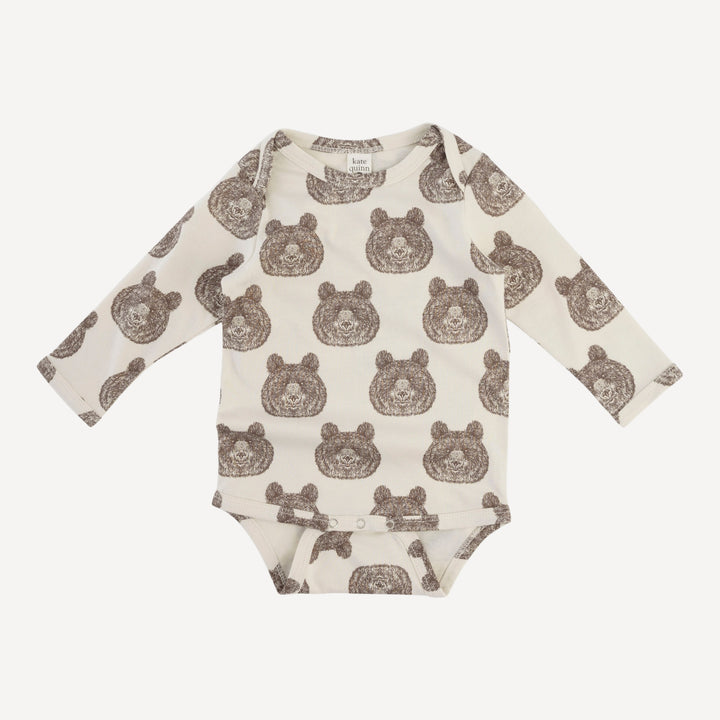 long sleeve lap neck bodysuit | papa bear | organic cotton jersey