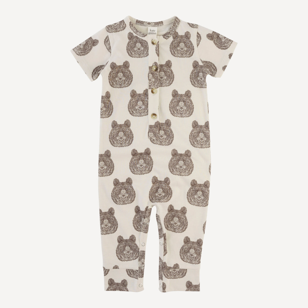 short sleeve sport union suit | papa bear | organic cotton jersey