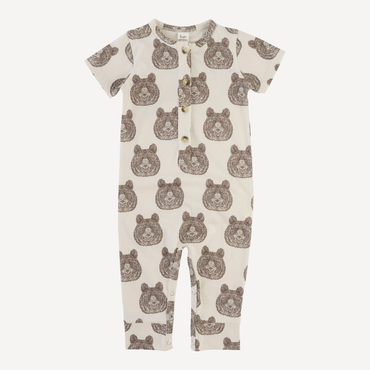 short sleeve sport union suit | papa bear | organic cotton jersey