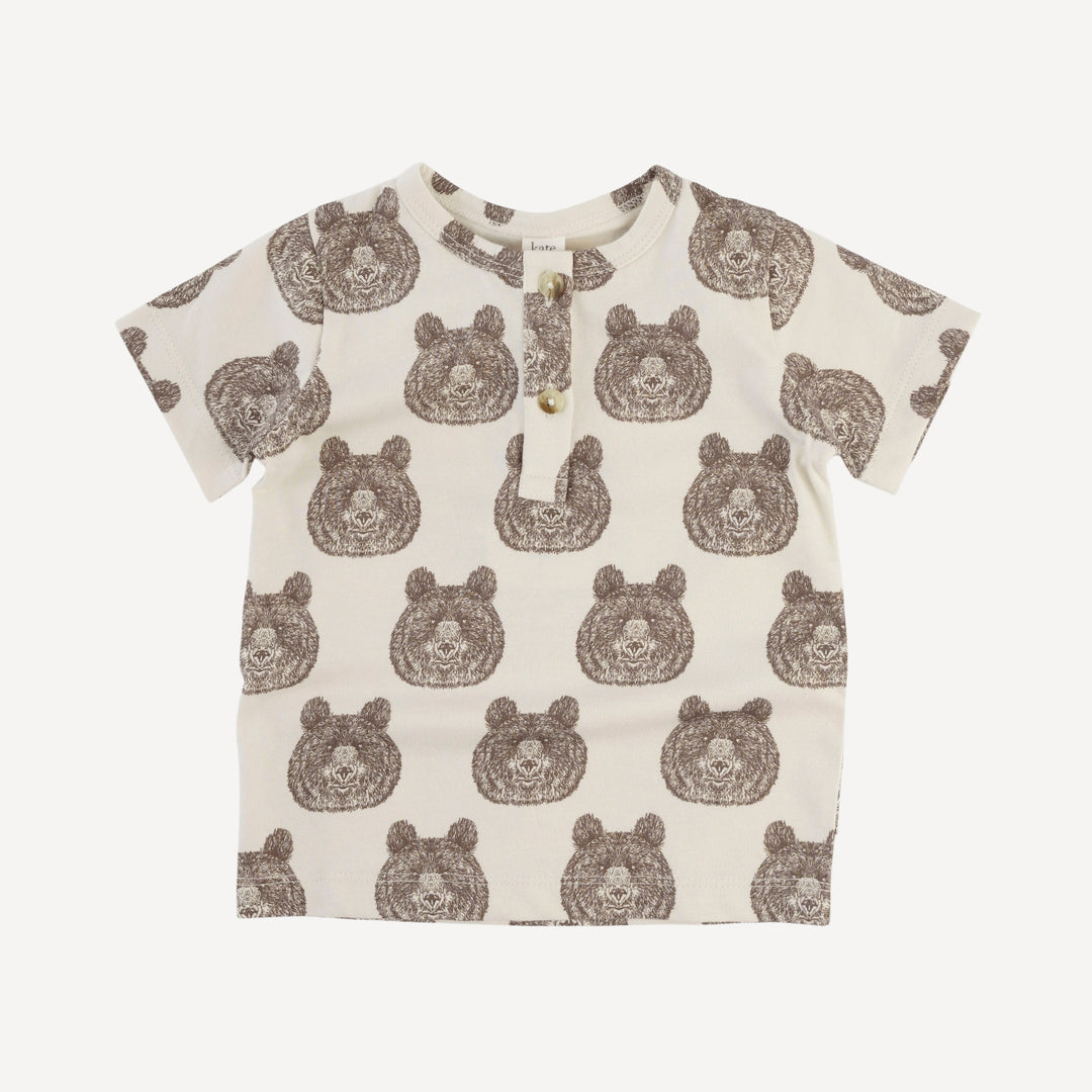 short sleeve basic henley tee | papa bear | organic cotton jersey