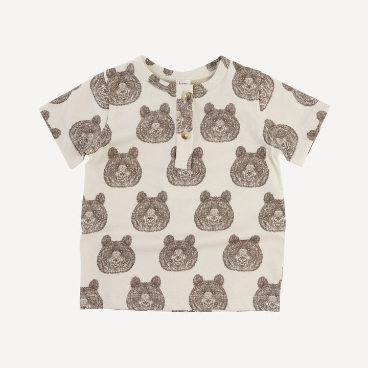 short sleeve basic henley tee | papa bear | organic cotton jersey