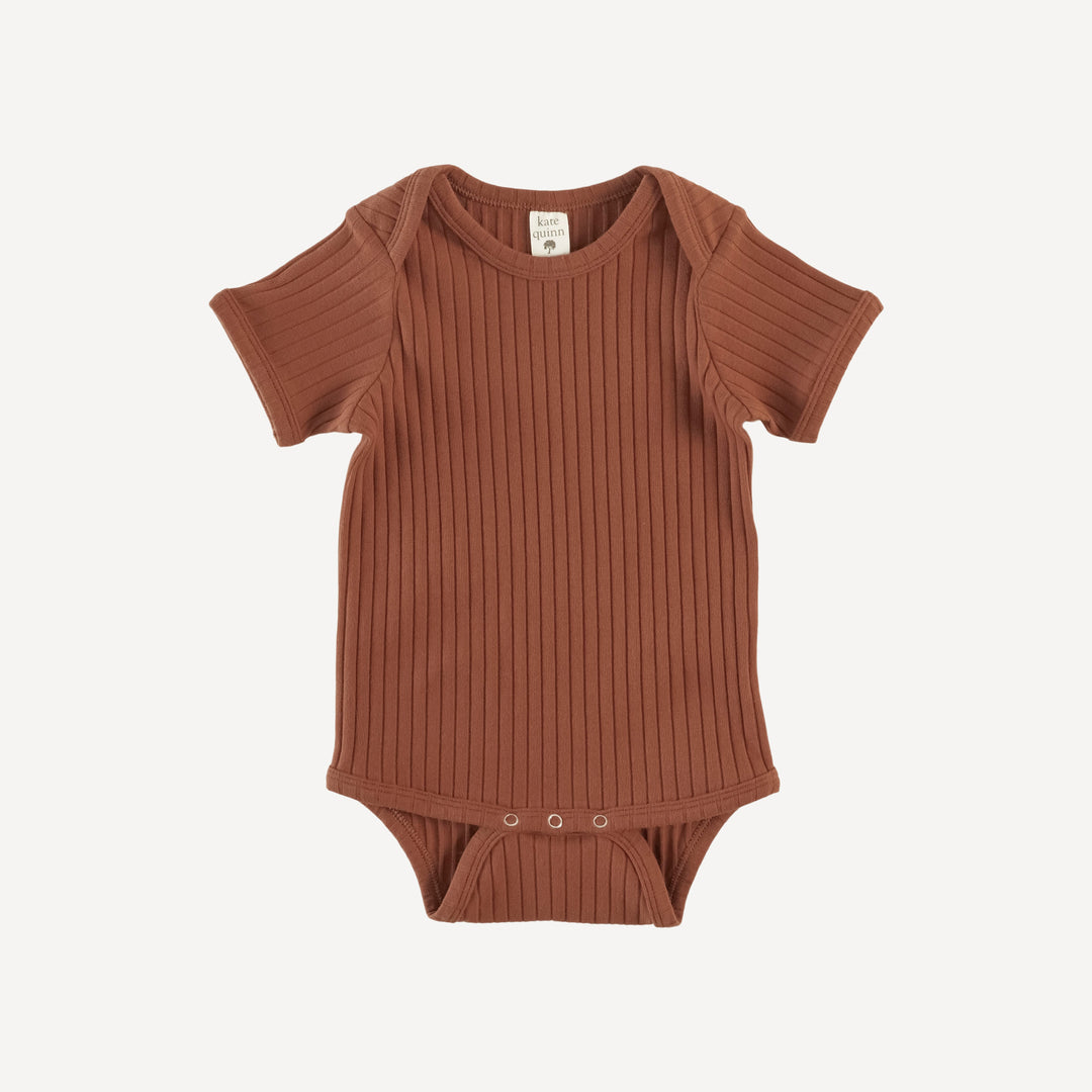 short sleeve lap neck bodysuit | patina | organic cotton wide rib