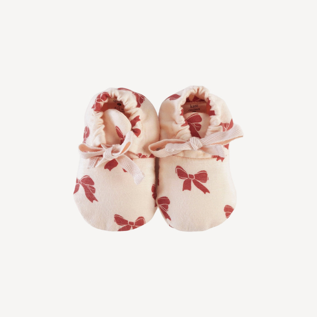 tie booties | peach bows | bamboo