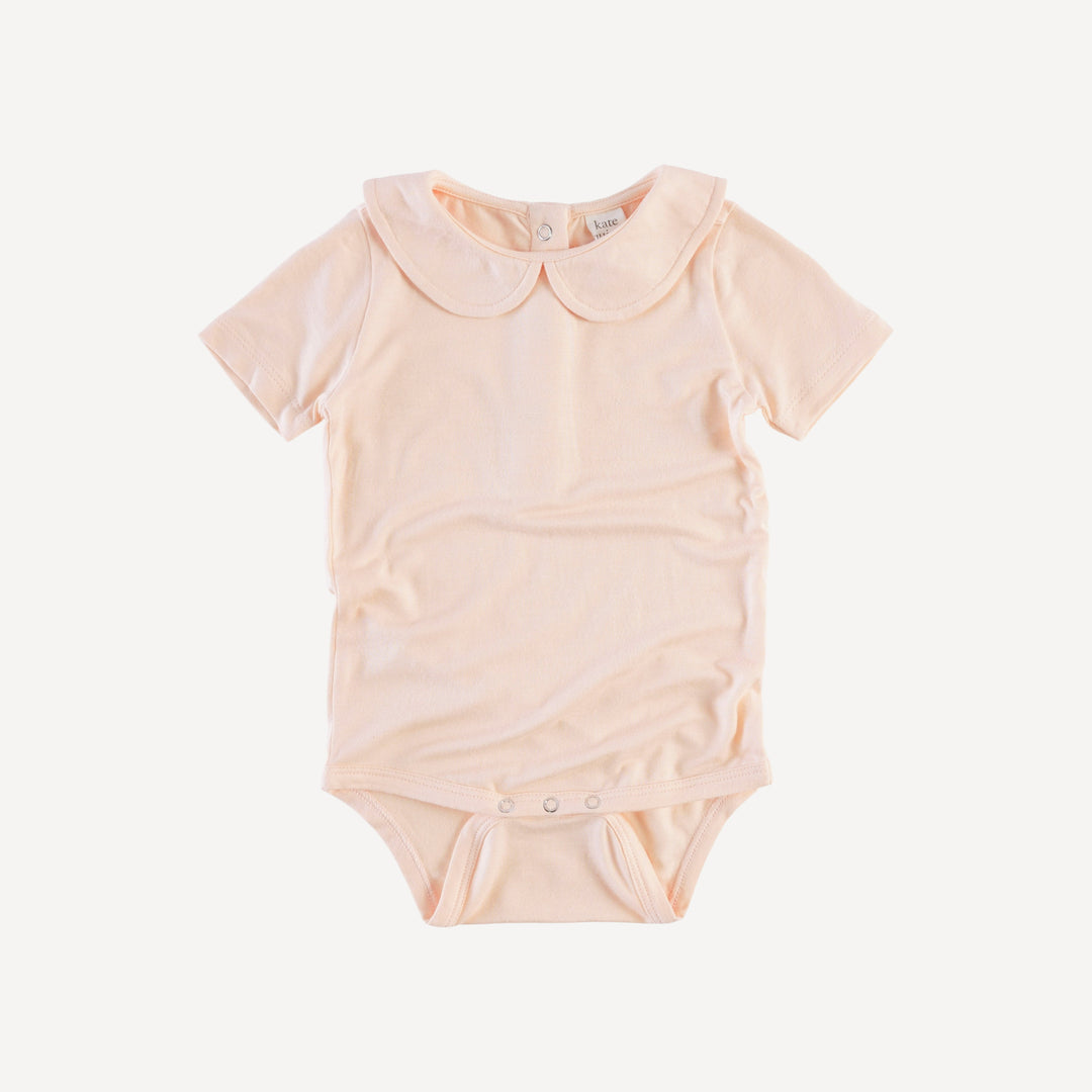 short sleeve classic peter pan bodysuit | peach cream | bamboo