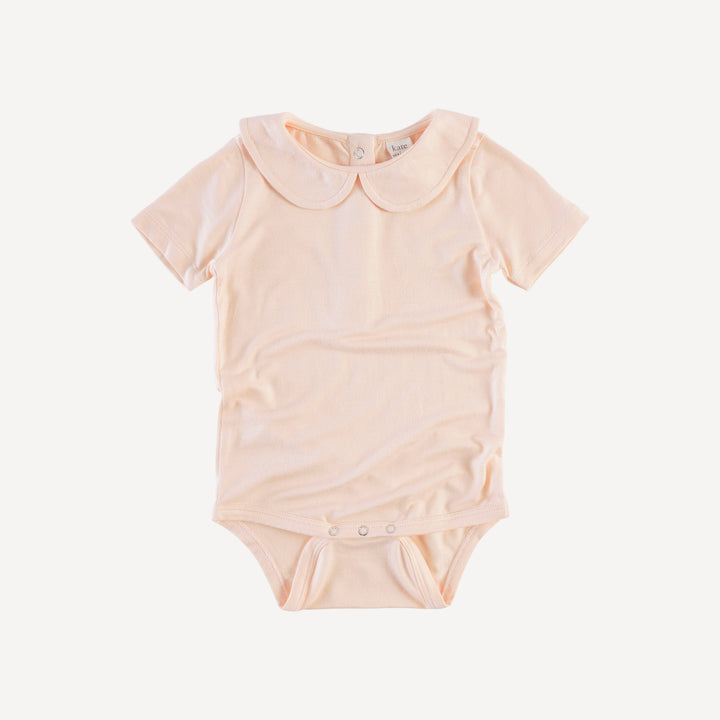 short sleeve classic peter pan bodysuit | peach cream | bamboo