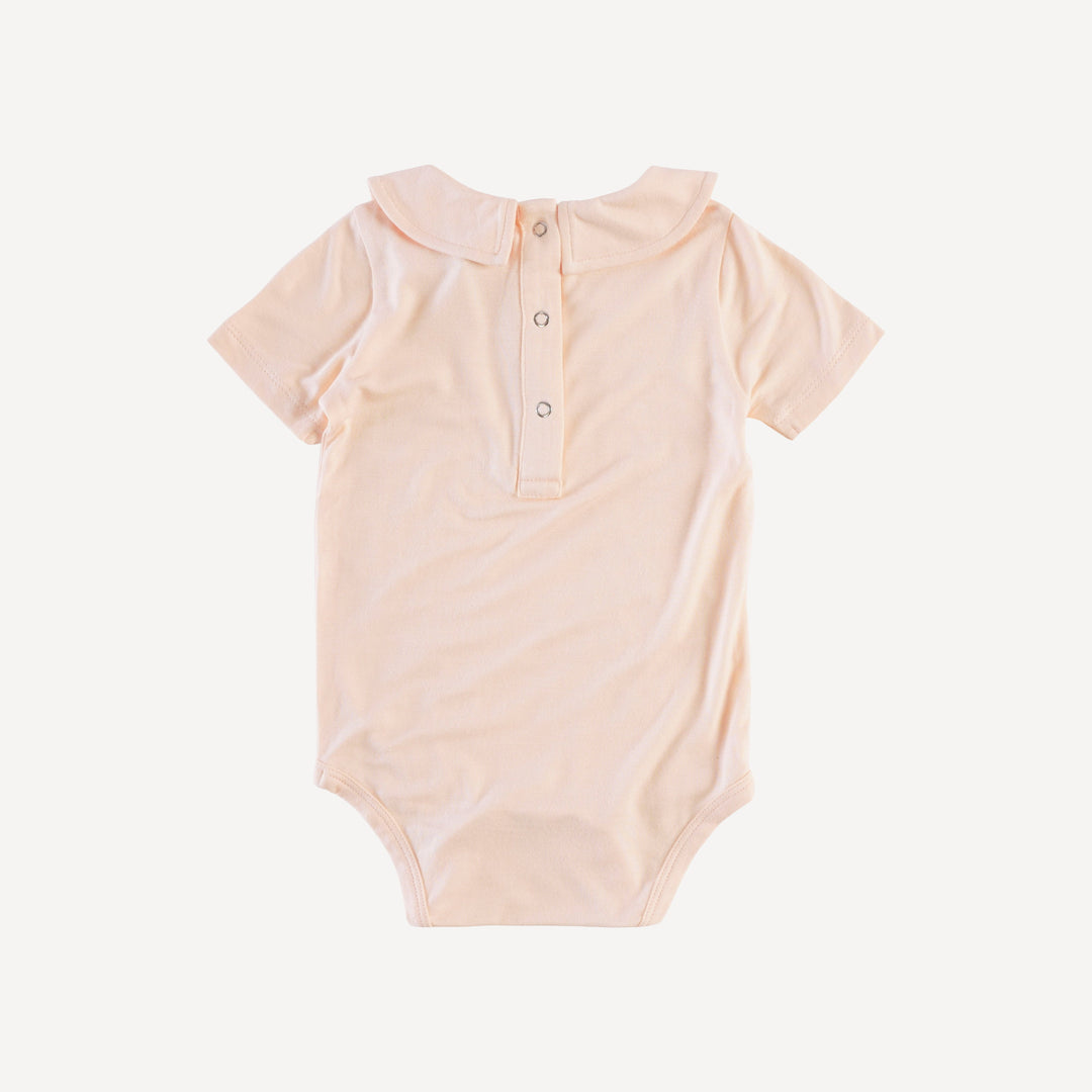 short sleeve classic peter pan bodysuit | peach cream | bamboo