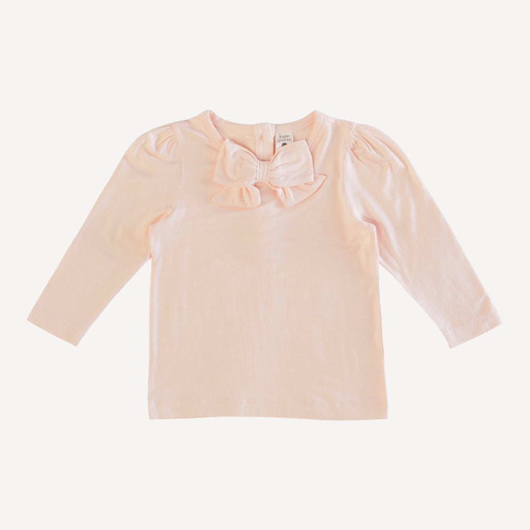 long sleeve bow top | peach cream | bamboo