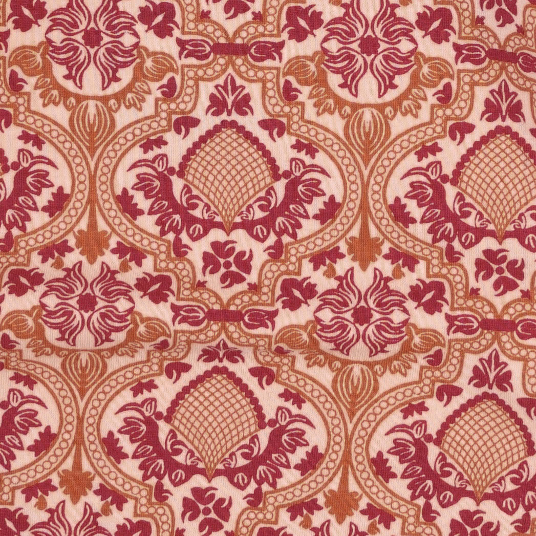long sleeve two way zipper footie | peach folk floral | organic cotton jersey