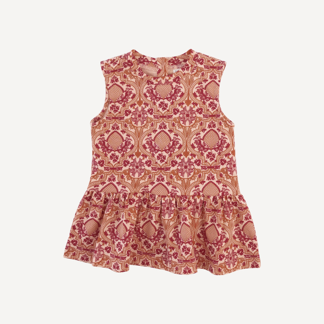 sleeveless kate top | peach folk floral | organic cotton jersey