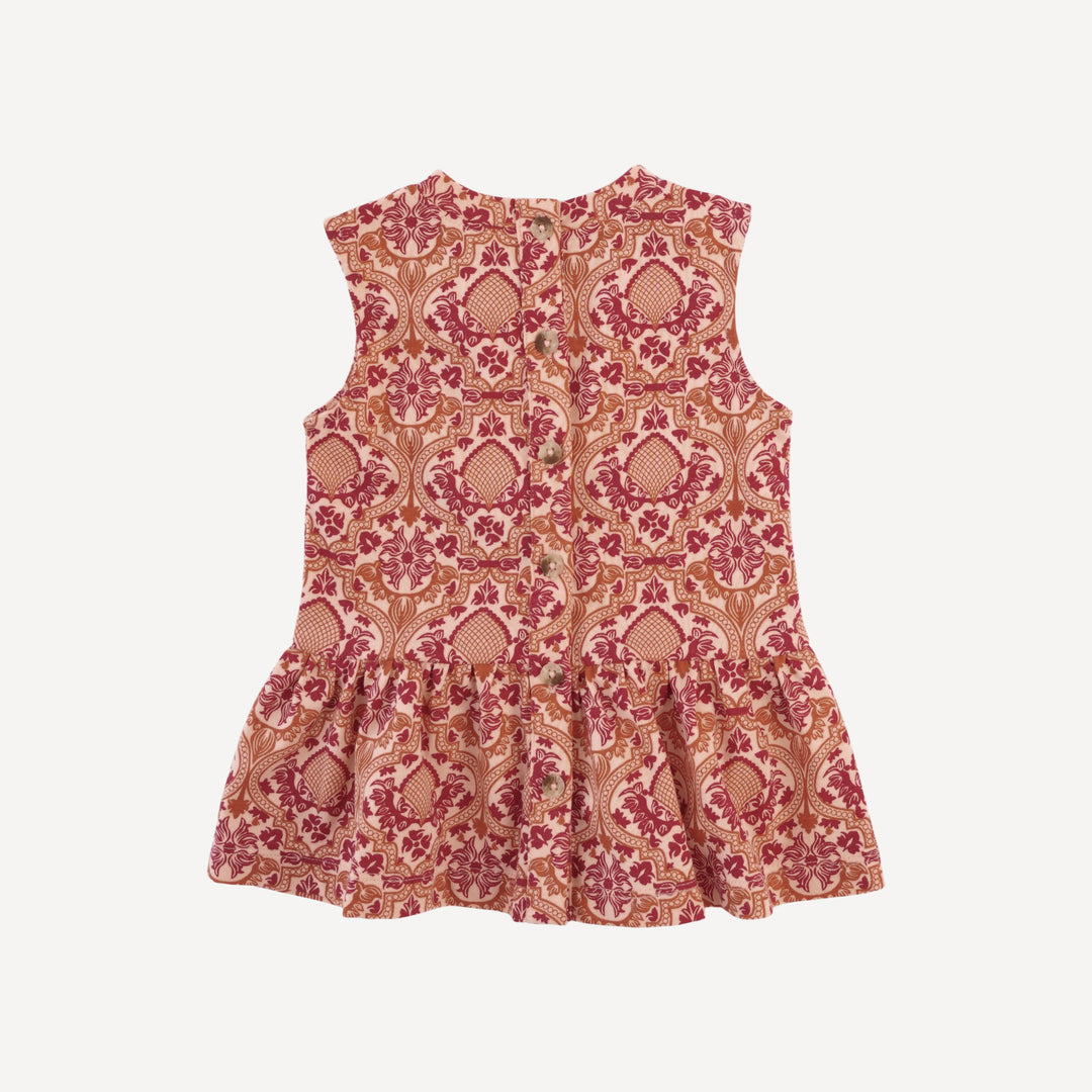 sleeveless kate top | peach folk floral | organic cotton jersey